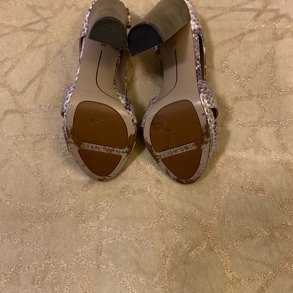 Nine West Grey Snakeskin Open Toe Vaila Sandals - Picture 5 of 6